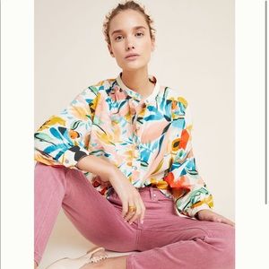 Anthropologie Crisanta Poplin Buttondown SM NWOT